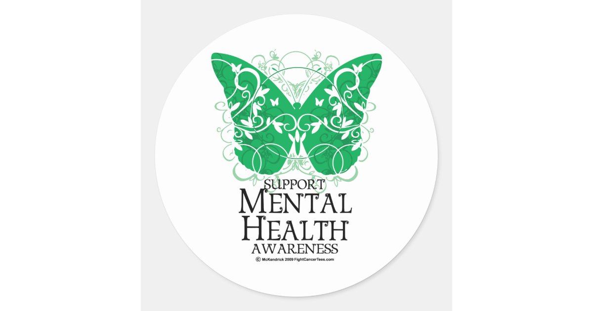 Mental Health Butterfly Classic Round Sticker | Zazzle