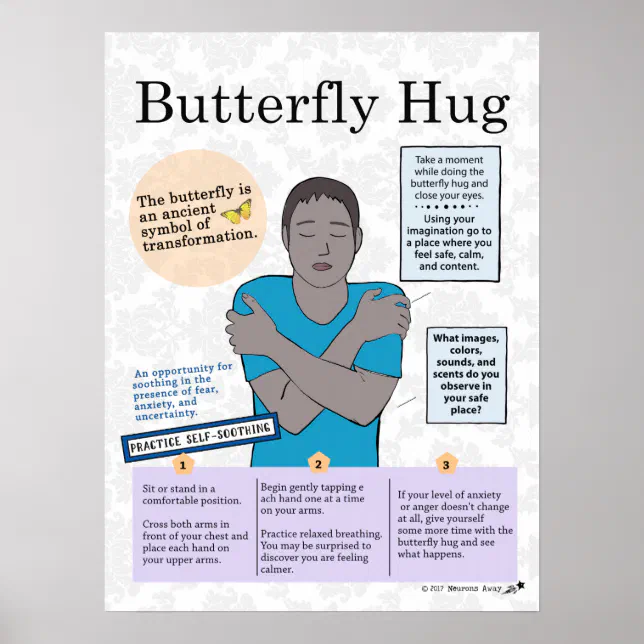 Mental Health Butterfly Hug Poster for Adults | Zazzle