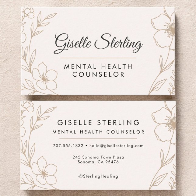 Mental Health Counselor Botanical Floral  Business Card (Creator Uploaded)