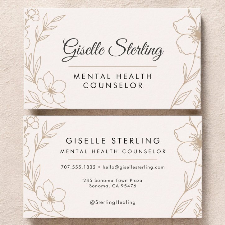 Mental Health Counselor Botanical Floral Business Card