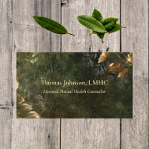 Mental Health Counselor Gold Leaves | Nature Business Card