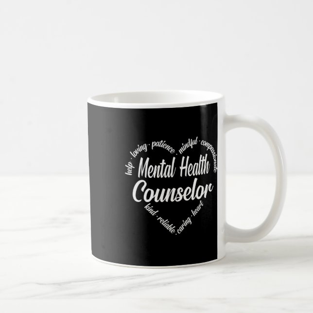 Mental Health Counselor Heart Word Cloud  Coffee Mug (Right)