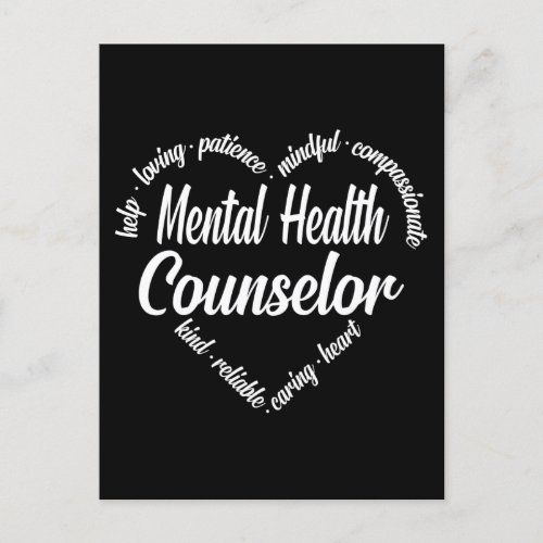 Mental Health Counselor Heart Word Cloud Holiday Postcard