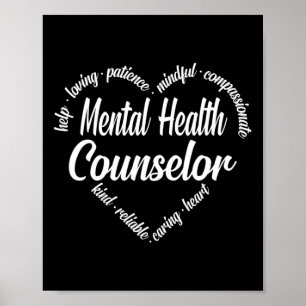 Mental Health Counselor Heart Word Cloud Poster