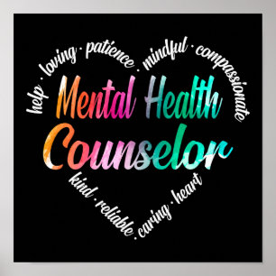 Mental Health Counselor Heart Word Cloud Poster