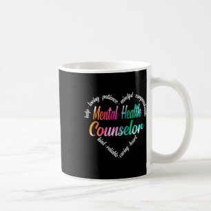 Mental Health Counselor Heart Word Cloud Watercolo Coffee Mug