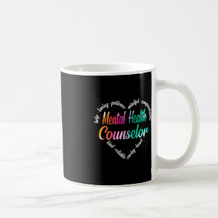Mental Health Counselor Heart Word Cloud Watercolo Coffee Mug