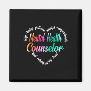 Mental Health Counselor Heart Word Cloud Watercolo Magnet