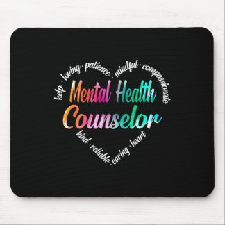 Mental Health Counselor Heart Word Cloud Watercolo Mouse Pad