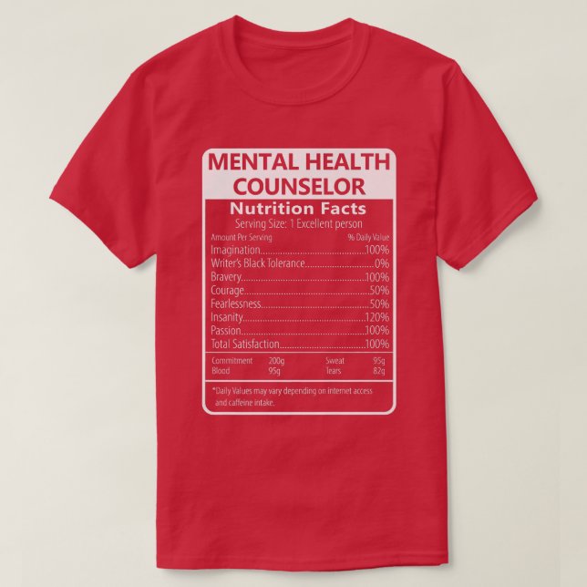 Mental Health Counselor Nutrition Facts   T-Shirt (Design Front)