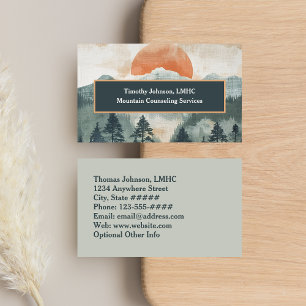 Mental Health Counselor Painterly Mountain Sun Business Card