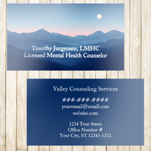 Mental Health Counselor Psychologist Blue Mountain Foil Spot Gloss Business Cards