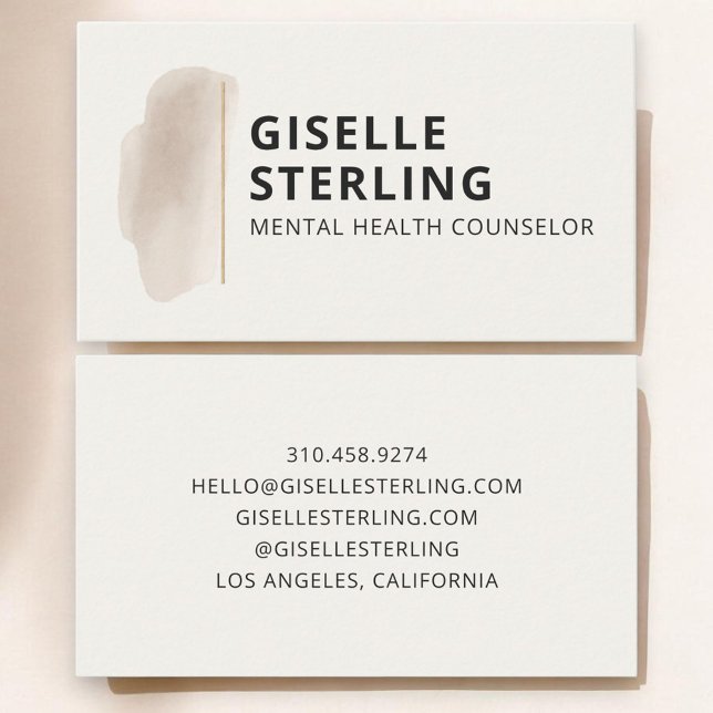 Mental Health Counselor Therapist Neutral Beige Business Card (Creator Uploaded)