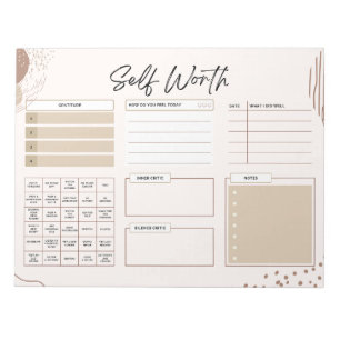 Mental Health Daily Gratitude 8.5x11 Notepad Brown