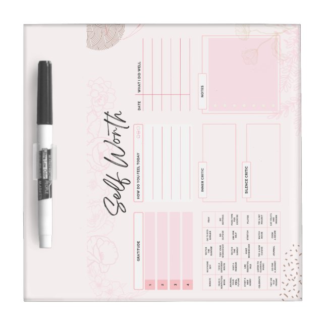 Mental Health Daily Gratitude Dry Erase Board Pink (Front)