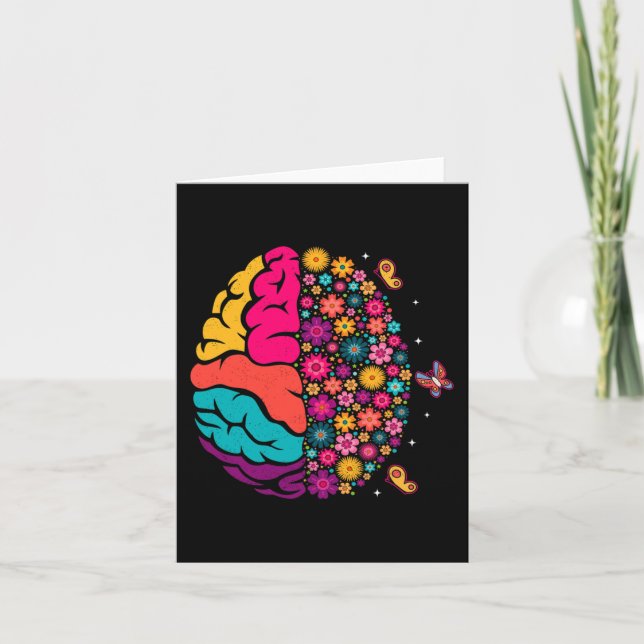Mental Health Floral Brain Depression Awareness Co Card (Front)