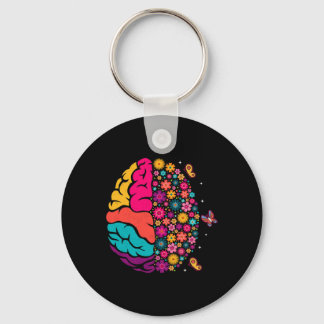 Mental Health Floral Brain Depression Awareness Co Keychain