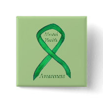 Mental Health Green Awareness Ribbon Custom Pin