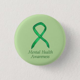 Mental Health Green Awareness Ribbon Custom Pin