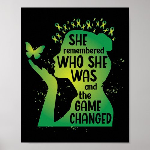 Mental Health Green Ribbon Butterfly Poster