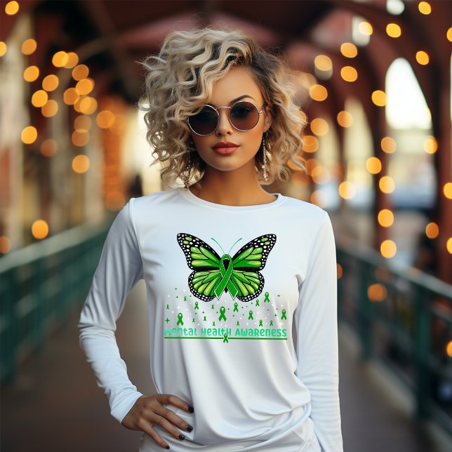 Mental Health Green Ribbon Butterfly T-Shirt (Creator Uploaded)