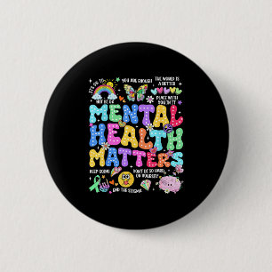 Mental health human brain illness awareness women button