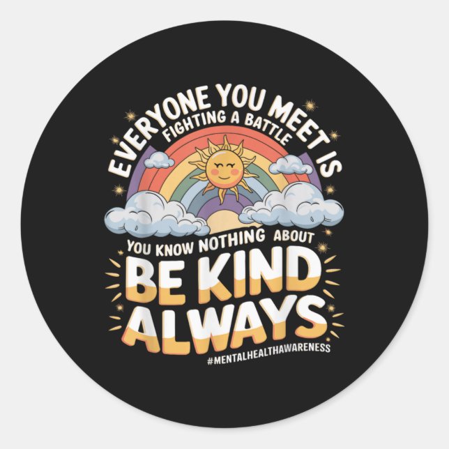 Mental Health Illness Awareness Month Depressed Pe Classic Round Sticker (Front)