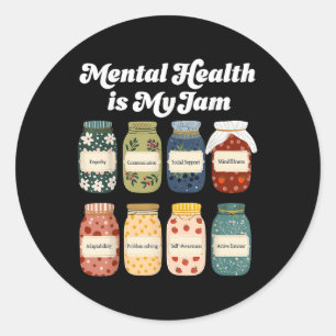 Mental Health Is My Jam Autism Awareness Neurodive Classic Round Sticker