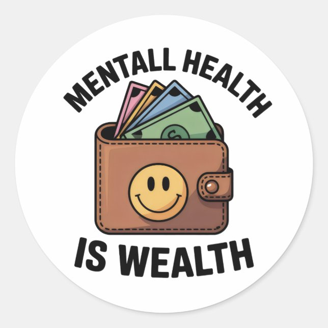 Mental Health is Wealth Sticker – Smiley Wallet (Front)