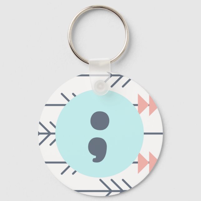 mental Health Keyring-Semicolon-Recovery-Support Keychain (Front)