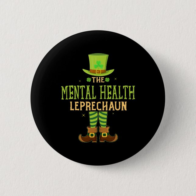 Mental Health Leprechaun Fun Matching St Patricks  Button (Front)