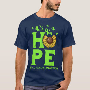 Mental Health Lime Green Hope Vintage Sunflower Aw T-Shirt