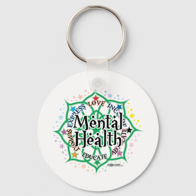 Mental Health Lotus Keychain (Front)