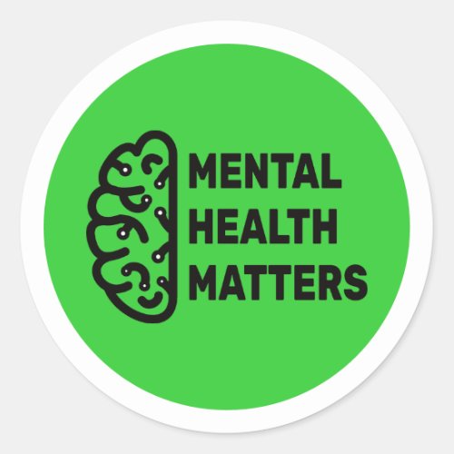 Mental Health Matters Awareness Brain Classic Round Sticker