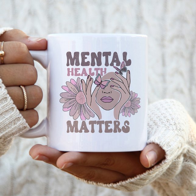 Mental Health Matters Awareness Feminine Boho   Two-Tone Coffee Mug (Creator Uploaded)