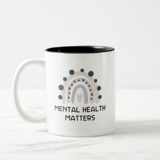 Mental Health Matters - Boho Rainbow  Two-Tone Coffee Mug