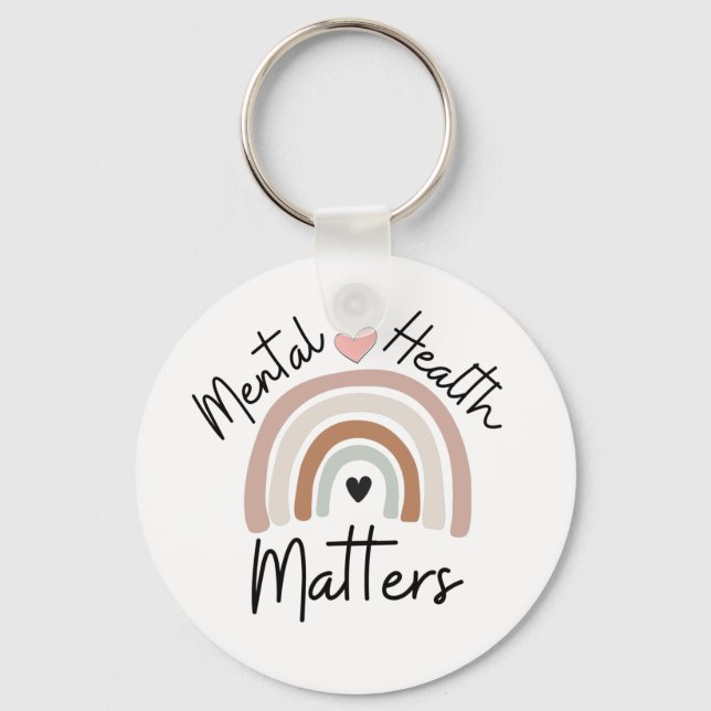 Mental Health Matters - Brown Rainbow Keychain (Front)
