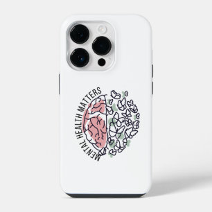 Mental Health Matters Colorful Brain & Butterflies iPhone 14 Pro Case