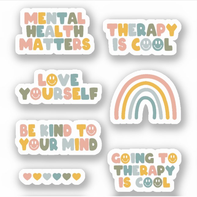 Mental Health Matters, Cute Mental Health Pack Sticker (Front)