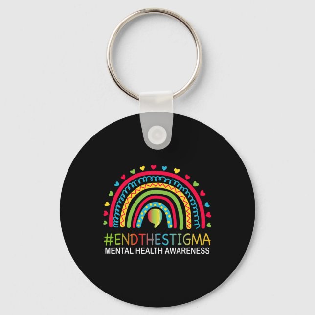 Mental-Health Matters End The Stigma Rainbow Boho  Keychain (Front)