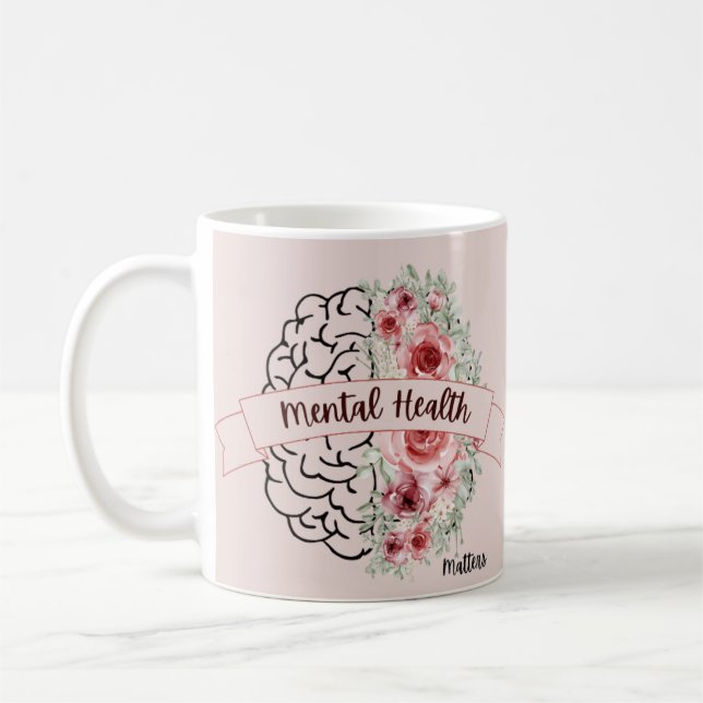 Mental Health Matters | Flower Mind Ribbon Coffee Mug (Left)