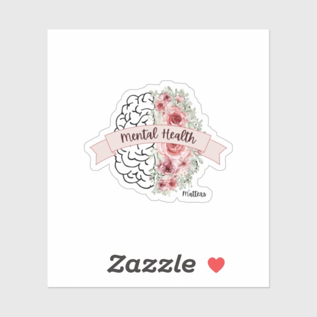 Mental Health Matters | Flower Mind Ribbon Sticker (Sheet)