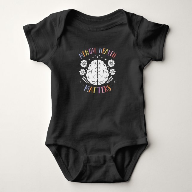 Mental Health Matters for Everybody Brain Flower Baby Bodysuit (Front)