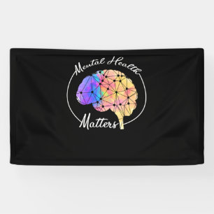 Mental Health Matters Funny Brain Multi-color Banner