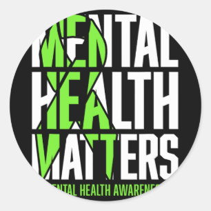 Mental Health Matters Green Ribon Mental Health Aw Classic Round Sticker