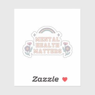 Mental Health Matters   Groovy Rainbow French Gray Sticker