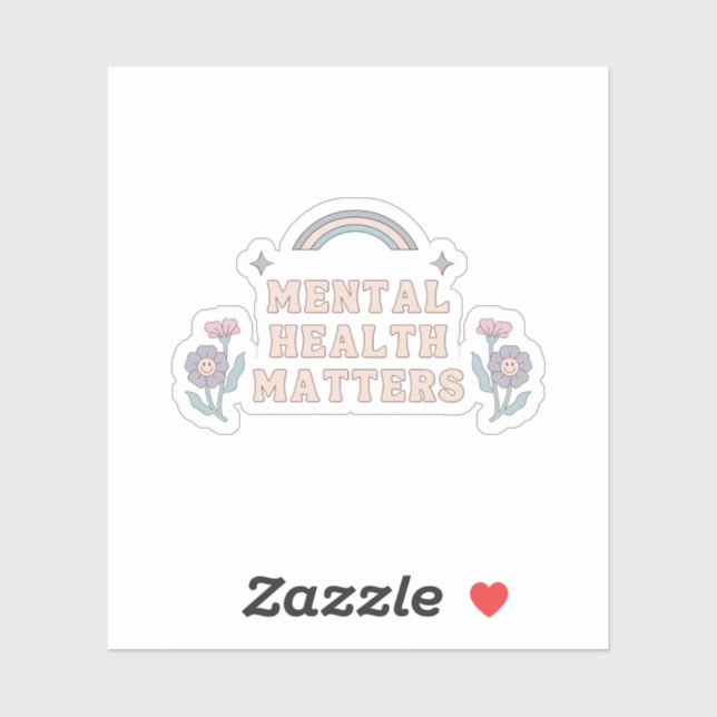 Mental Health Matters | Groovy Rainbow French Gray Sticker (Sheet)