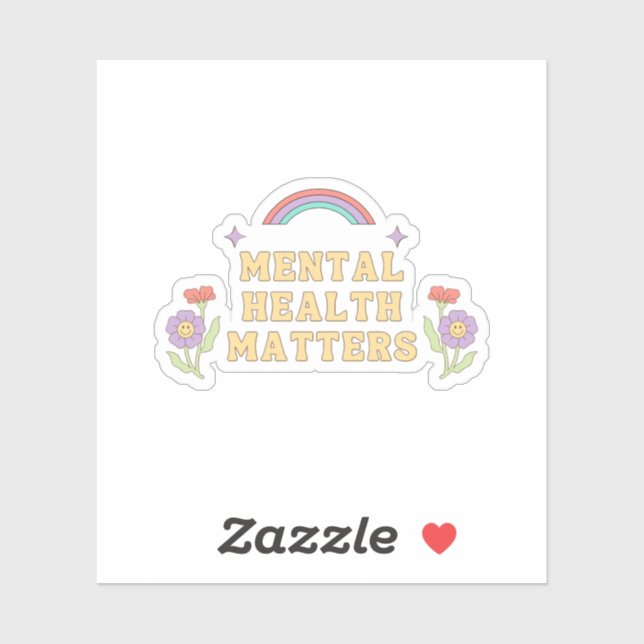 Mental Health Matters | Groovy Rainbow Peach Candy Sticker (Sheet)