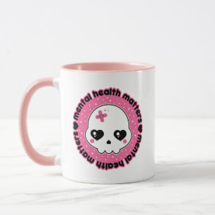 Mental Health Matters Kawaii Skull Mug