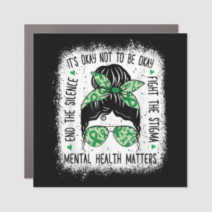 Mental Health Matters Messy Bun Mental Health Awar Car Magnet